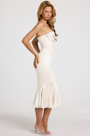 Oh Polly Belsa 15380 robe midi satin blanche bustier dentelle