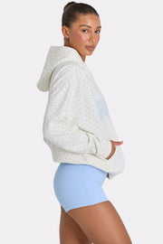Oh Polly Oversized Applique Hoodie sweat femme écru pois