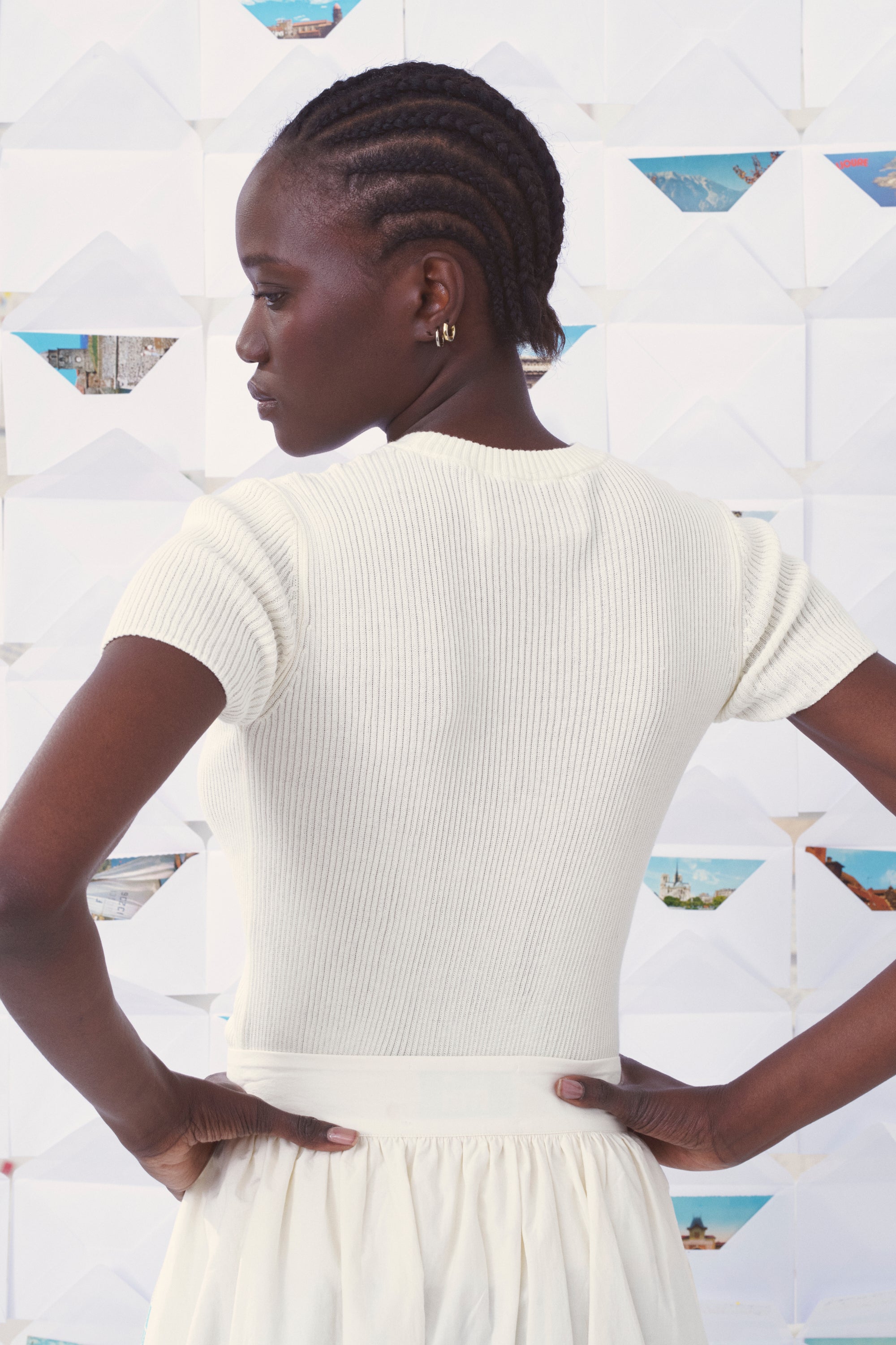 MII Mii en carte postale Grasse pull coton blanc S