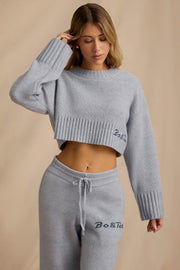 Oh Polly Knitwear pull court bleu clair maille côtelée