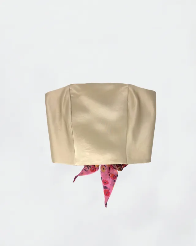 The Ethiquette Bustiers Victoire bustier beige ruban rose