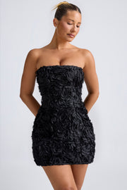 Oh Polly Azaelea 9953 Robe Mini Noire Fleurs Satin