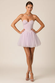 Oh Polly Dottie robe mini corset tulle lilas bustier