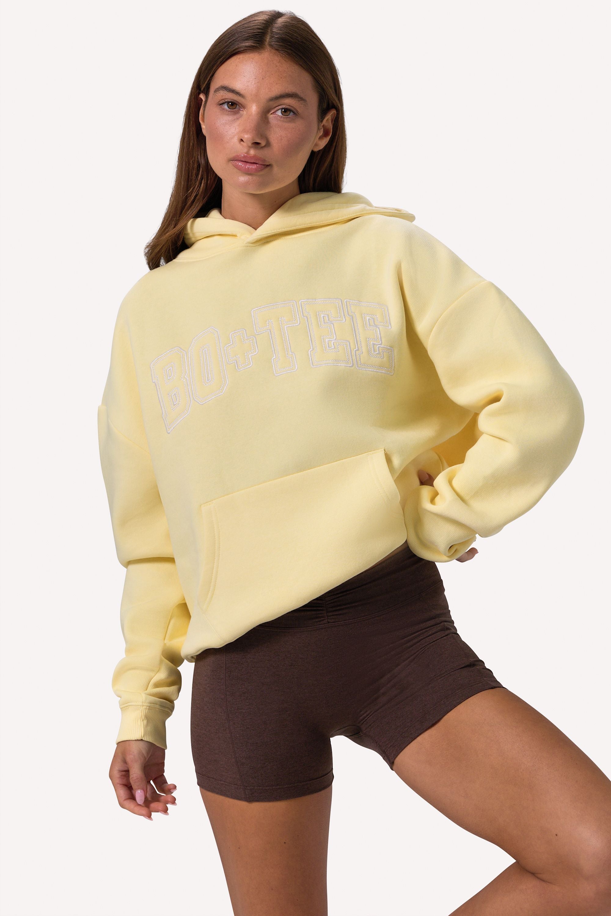 Oh Polly Knitwear Hoodie BT02578 sweat à capuche jaune doux oversize