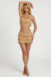 Oh Polly Aerin Fringed Bralette top à franges doré
