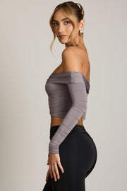 Oh Polly Carryn top asymétrique gris acier ruché