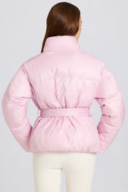 Oh Polly veste ski imperméable ceinturée rose poudre 18k