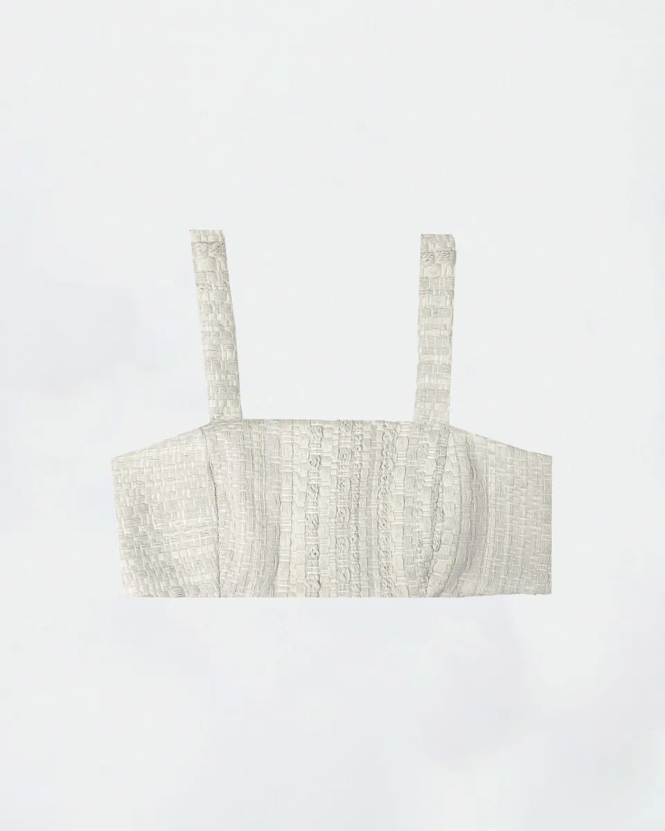 The Ethiquette Athena crop top tweed ensemble Hemera
