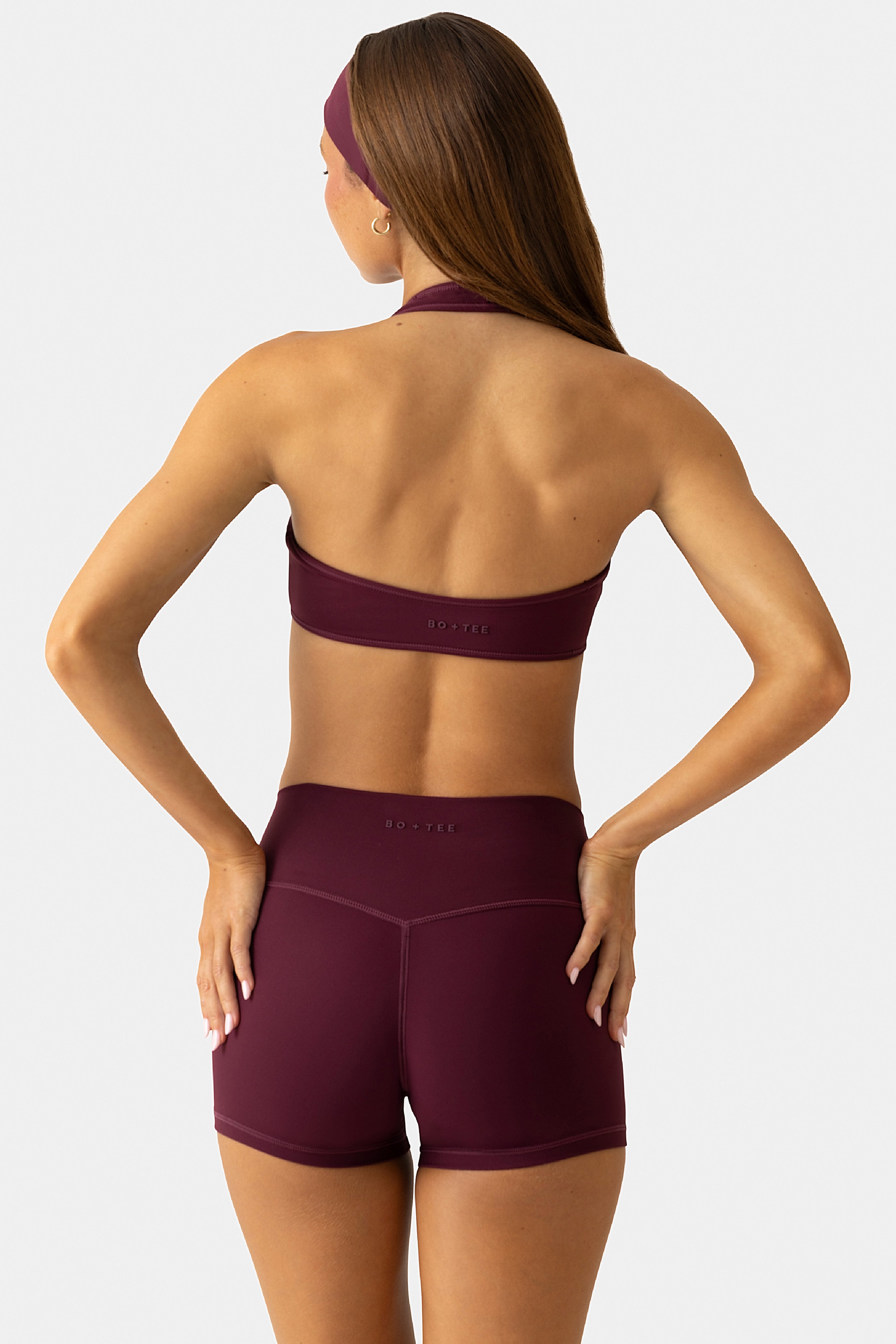 Oh Polly Bo+Tee mini short sport prune taille haute