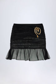 Oh Polly Tobago mini jupe noire mi-haute volants