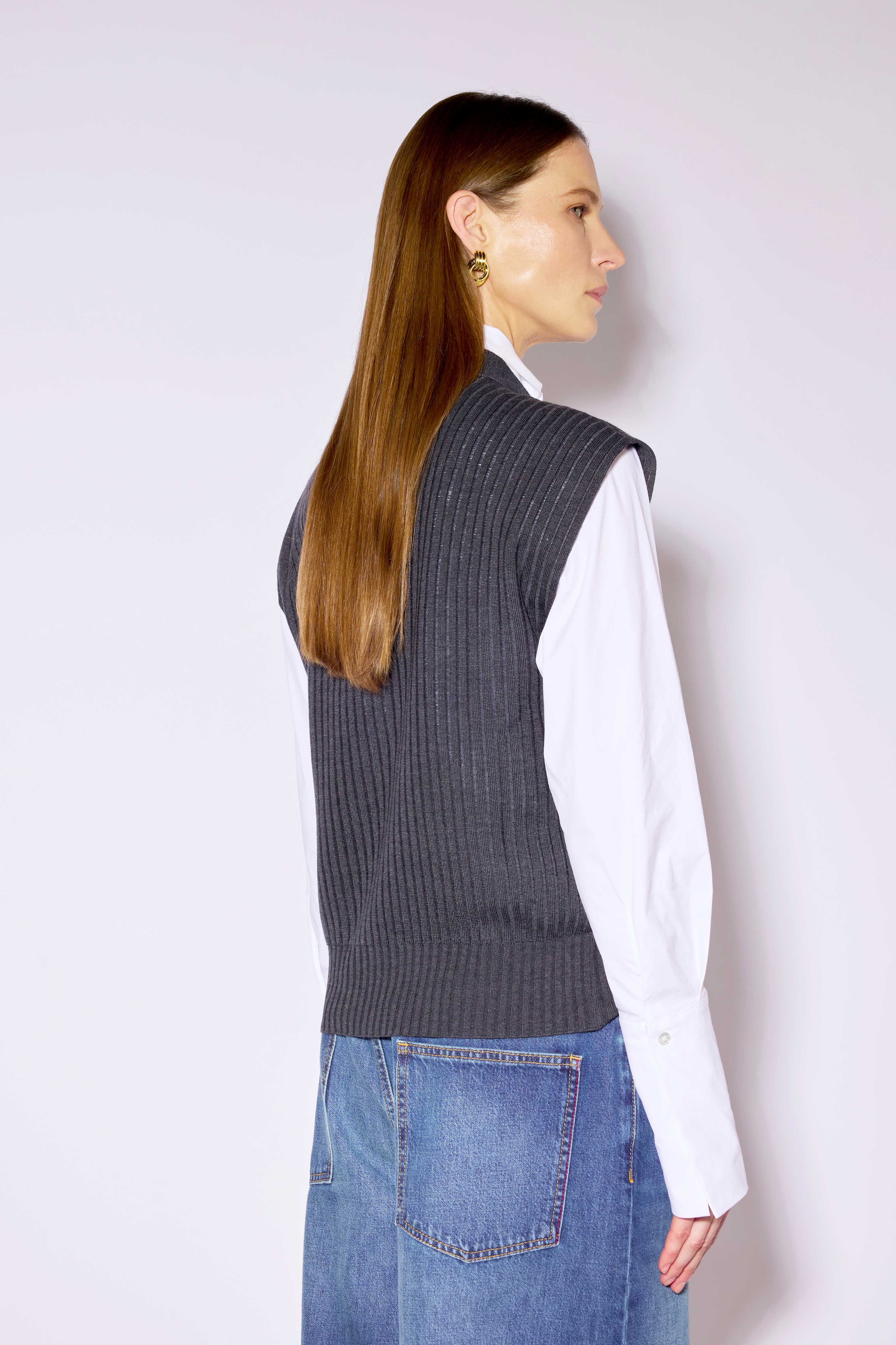 Liviana Conti Efron gilet laine mérinos anthracite M