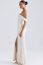 Oh Polly Dresses 7795 robe longue ivoire épaules dénudées
