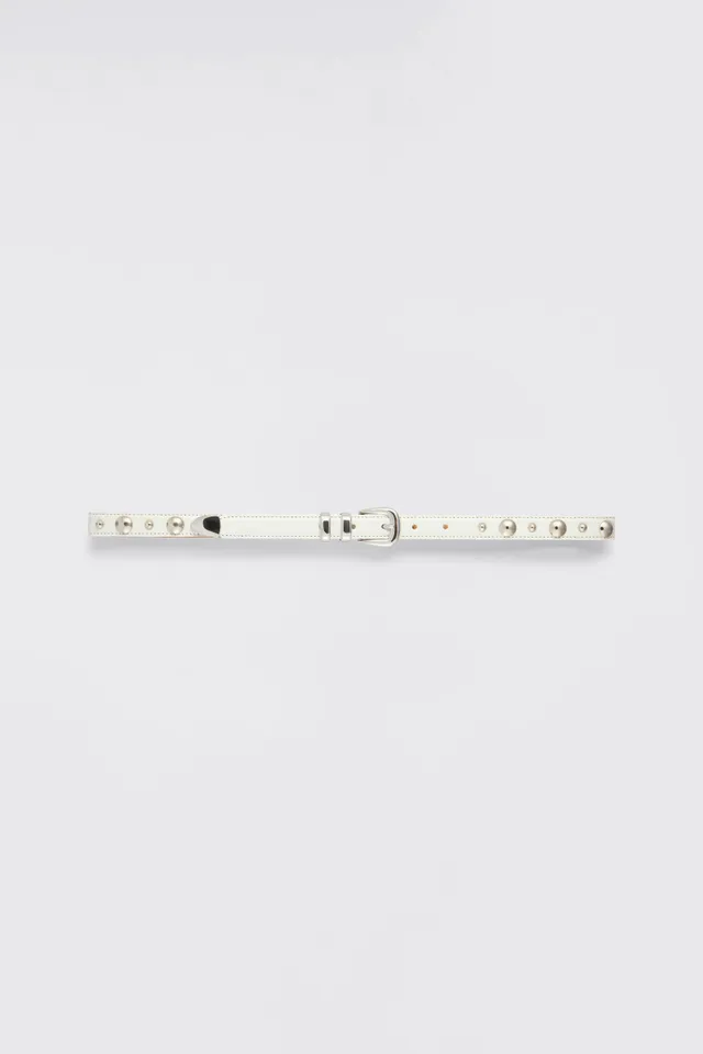 Liviana Conti Karen Ceinture Blanche Vegan 2cm Cloutée Taille 75-95