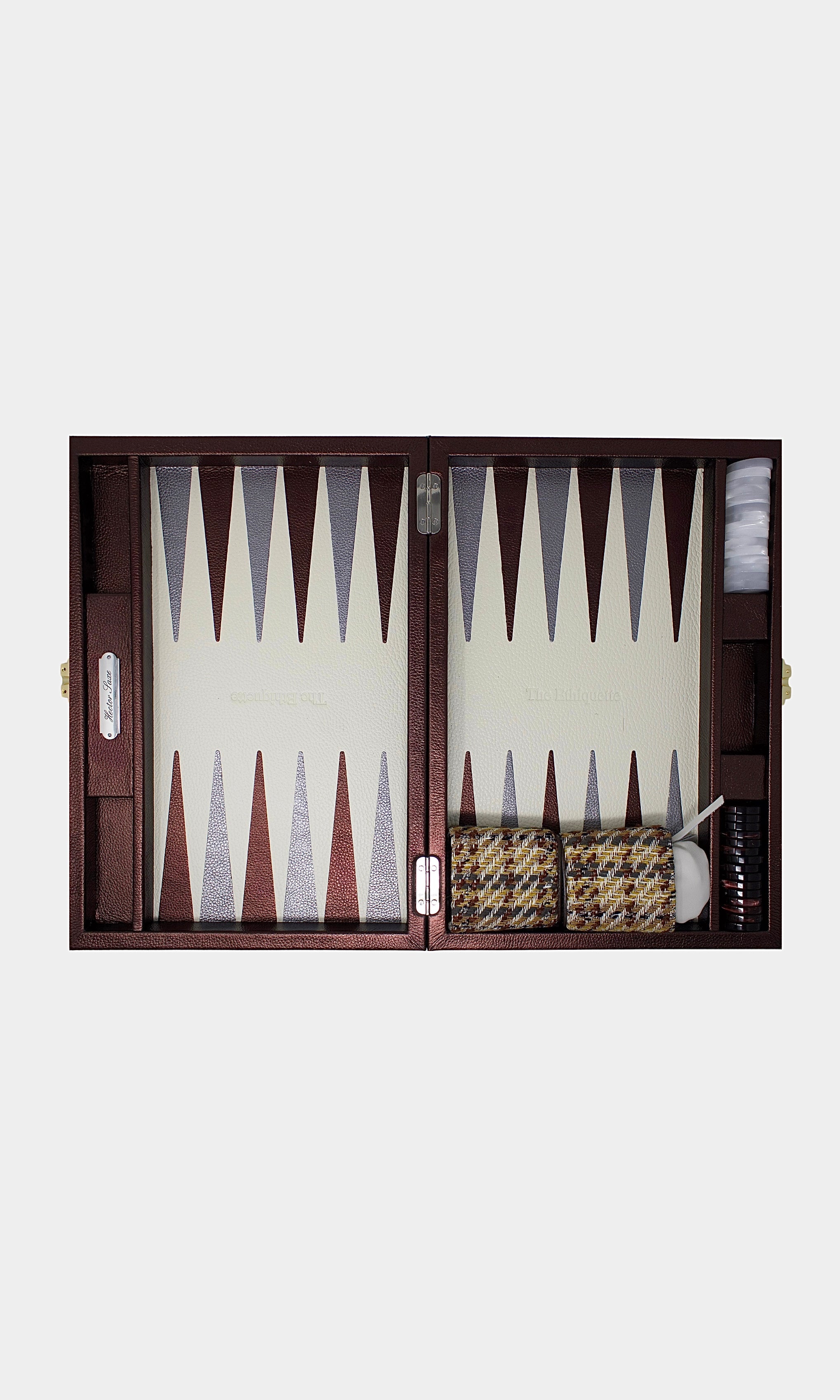 The Ethiquette Maison Villeroy backgammon cuir bordeaux
