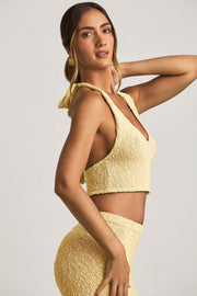 Oh Polly Gianna top crop jaune bouclé col V