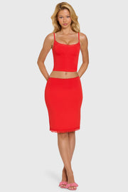 Oh Polly Lenea Jupe Midi Cherry modal dentelle