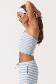 Oh Polly haut bandeau jersey côtelé bleu rayé