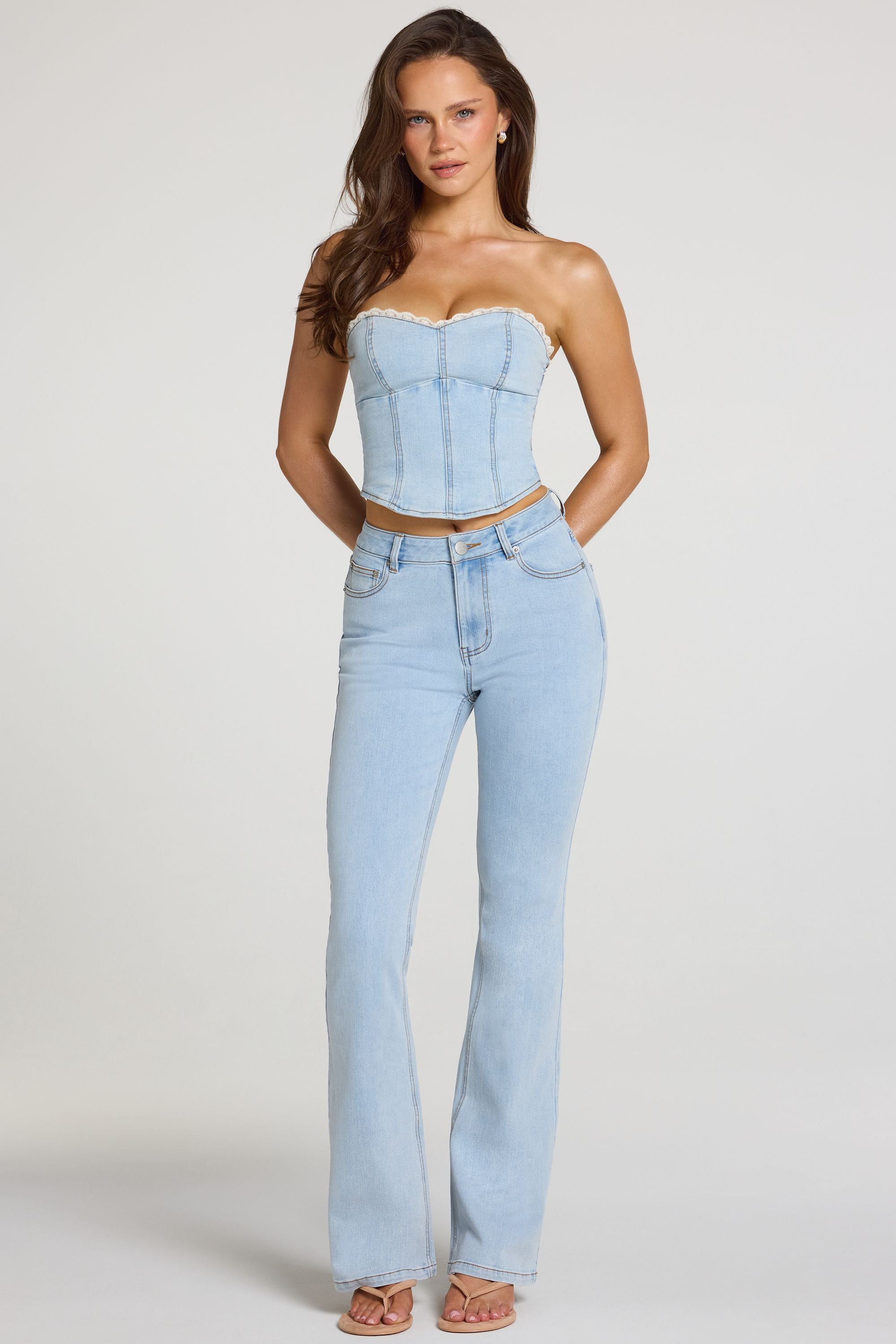 Oh Polly Odessa Jean Bootcut Clair Taille Mi-Haute