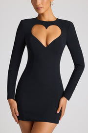 Oh Polly Luciana robe mini noire cœur manches longues