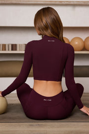 Bo+Tee Soft Active Veste Zippée Crop Bordeaux Élastane