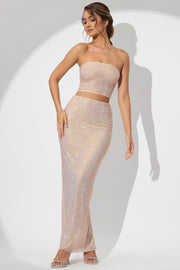 Oh Polly Fausta Jupe Maxi Champagne Strass