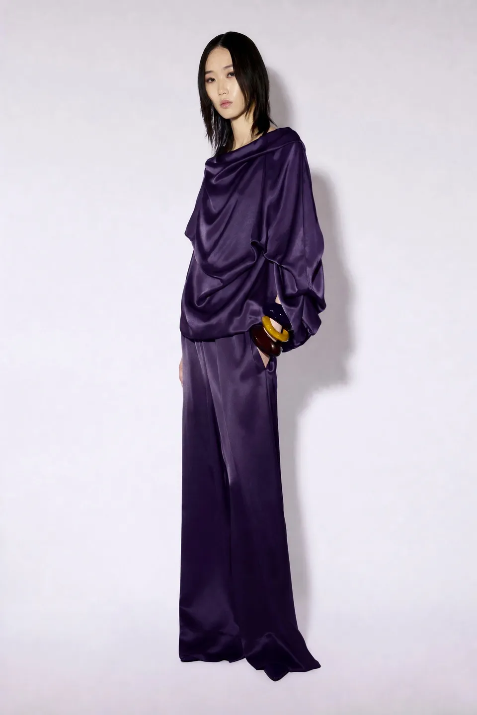 Liviana Conti Grayson pantalon palazzo bluette satin