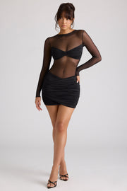 Oh Polly Essie robe courte noire manches longues