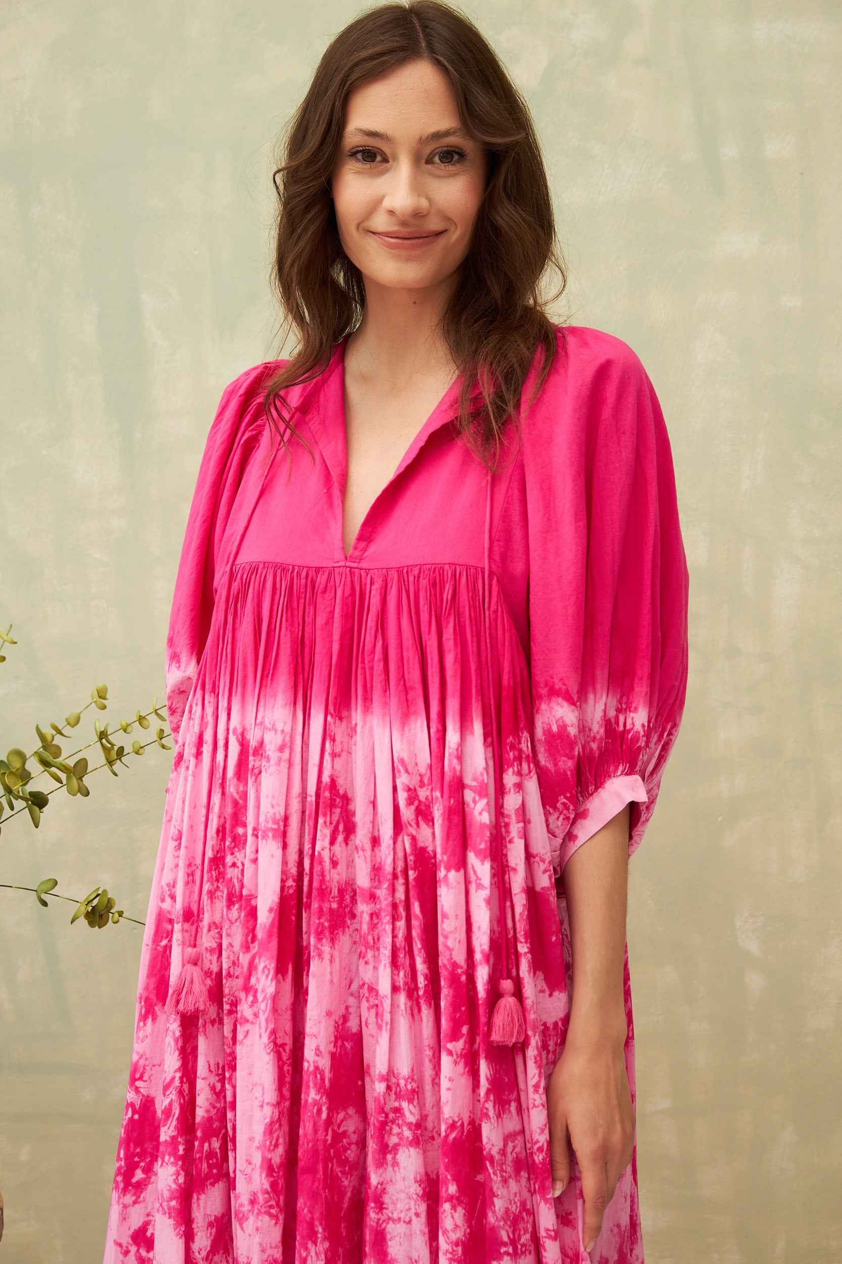 CHICOSOLEIL Bayana robe longue tie and dye rose 100% coton
