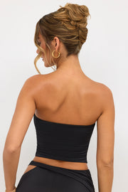 Oh Polly Eevi haut strapless plongeant noir jersey