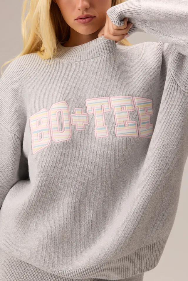 Oh Polly Bo+Tee pull oversize maille côtelée galet logo