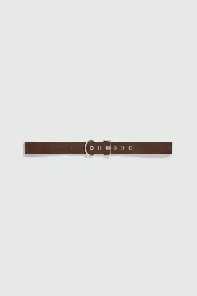 Liviana Conti Dotty ceinture marron daim boucle argent 40 mm