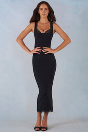 Oh Polly Sorelle robe midi noire dentelle modal