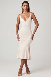 Oh Polly Elowen robe midaxi ivoire col V 13828