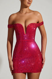Oh Polly Leonora robe mini bustier rouge strass corset