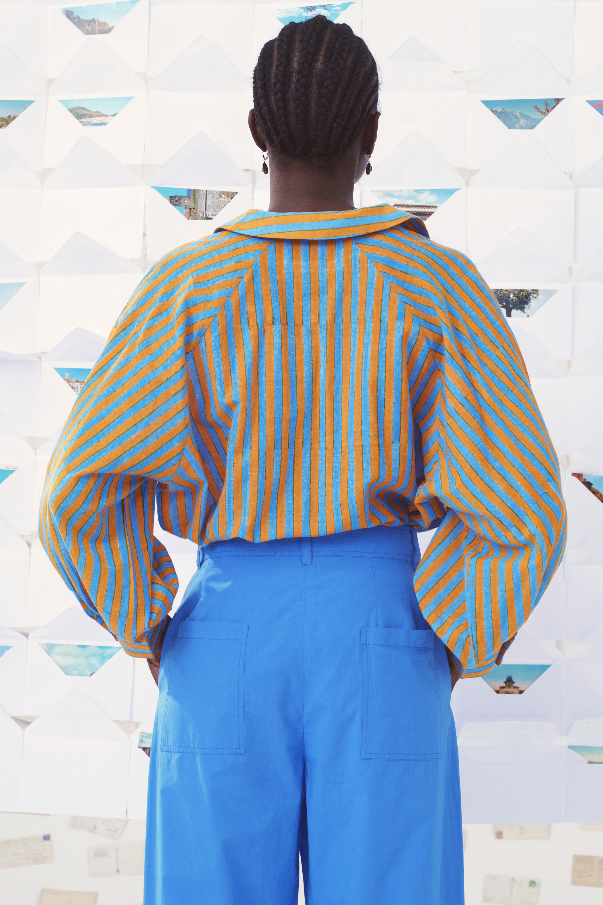 Mii en carte postale chemise Lulu Cyclades cyan abricot