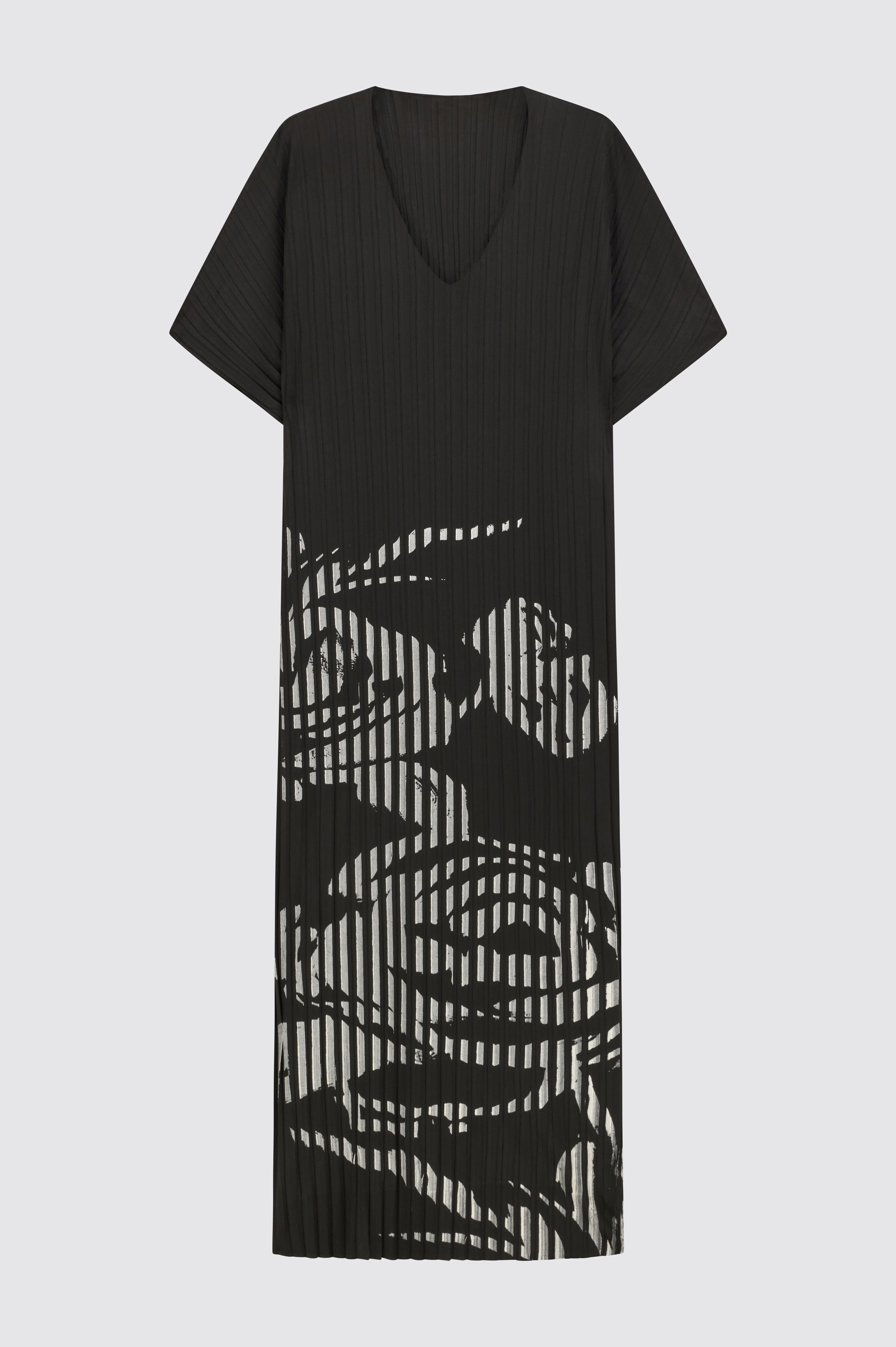 Liviana Conti Galatea robe plissée noire imprimé rose