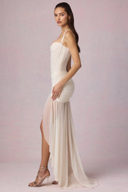 Oh Polly Dresses Haruna 13250 robe corset ivoire maxi fente
