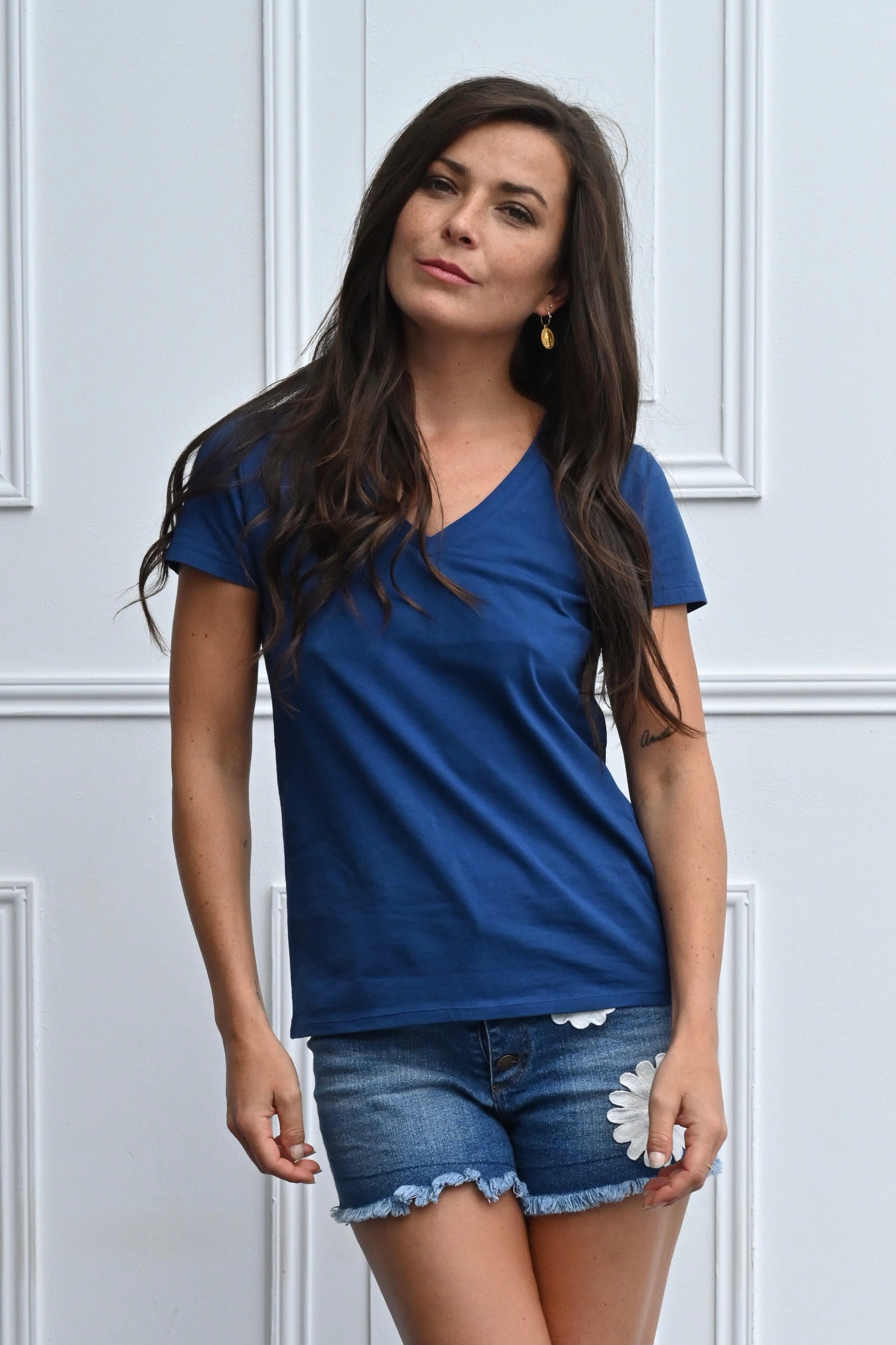 Chicosoleil Roxane tee-shirt bleu foncé moulant coton
