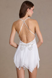 Oh Polly Dresses 15979 robe mini chiffon Snow dos ouvert