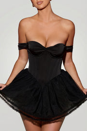 Oh Polly Meredith 11419 mini robe noire corset tulle