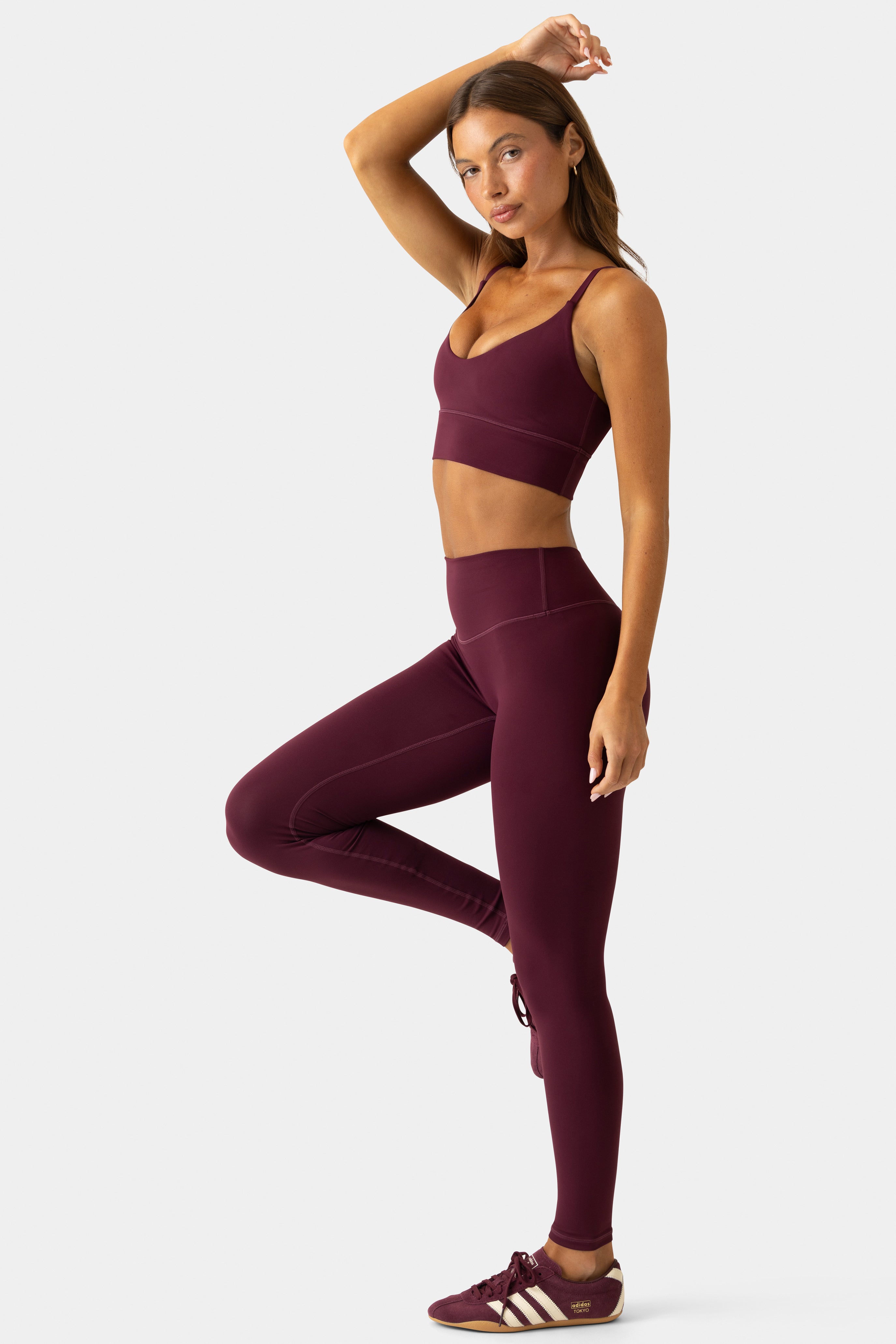 Oh Polly Bo+Tee Soft Active Legging Long Prune taille haute