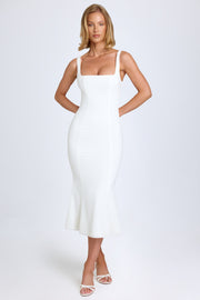 Oh Polly Petula Midaxi Robe Blanche Dentelle Col Carré