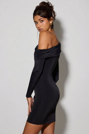 Oh Polly Evelyn mini robe asymétrique noire ruchée