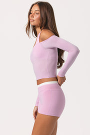 Oh Polly Tops Top Jersey Épaules Dénudées Rose Sweet Pink