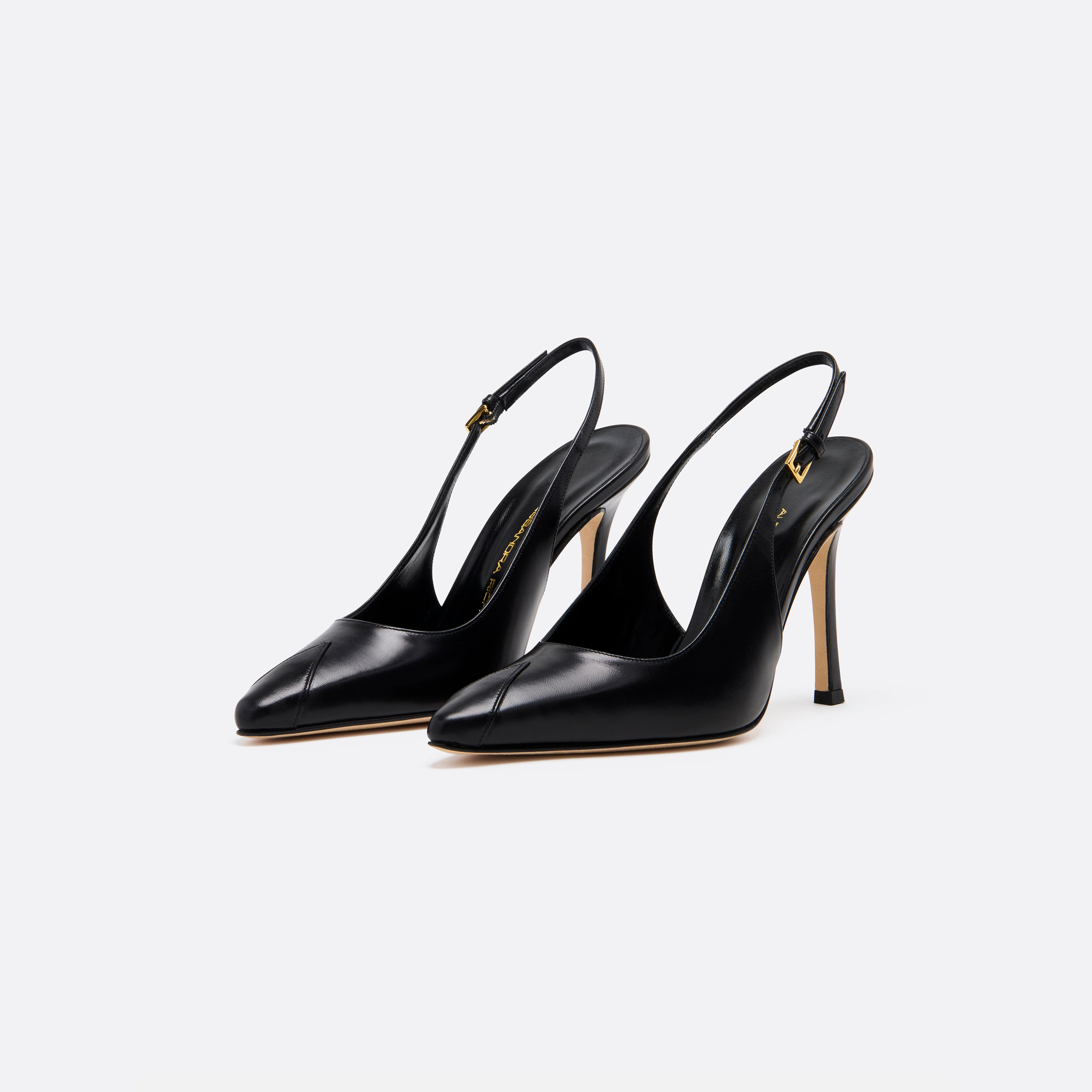 Alessandra Rich Leather Slingbacks Point escarpins noirs cuir 38