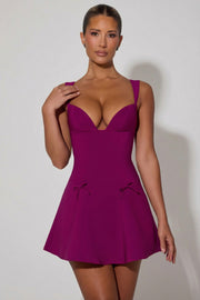 Oh Polly Janelle robe mini trapèze plum nœuds