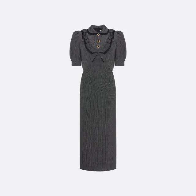 Alessandra Rich Dresses robe midi soie pois noir blanc 36-46