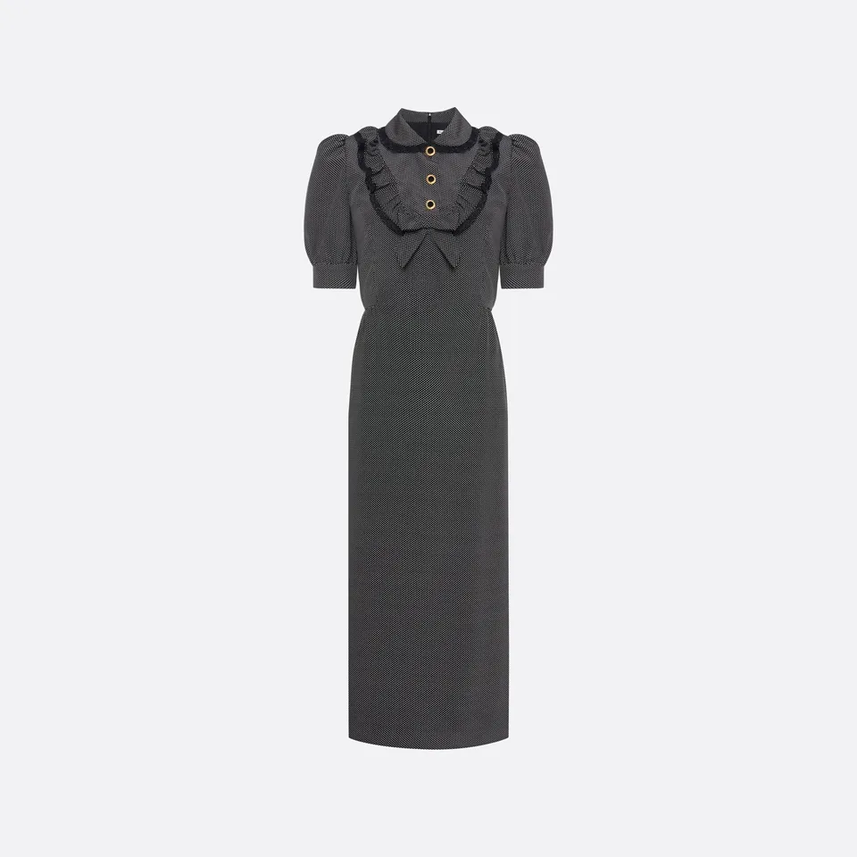 Alessandra Rich Dresses robe midi soie pois noir blanc 36-46