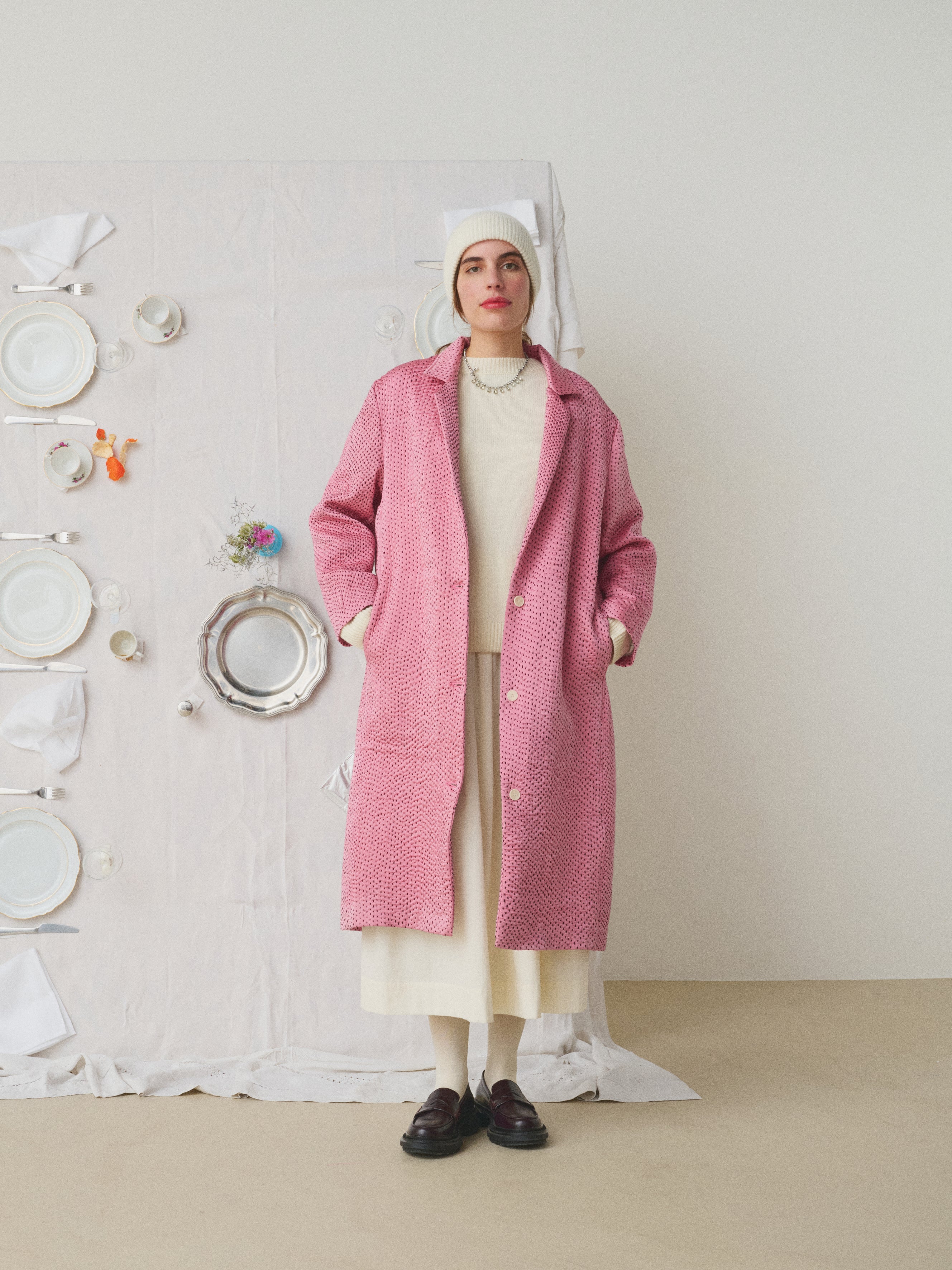 Mii à table Manteau Doniv Les Unis manteau soie matelassé