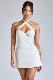 Oh Polly Lisbeth 8079 robe mini ivoire georgette licou
